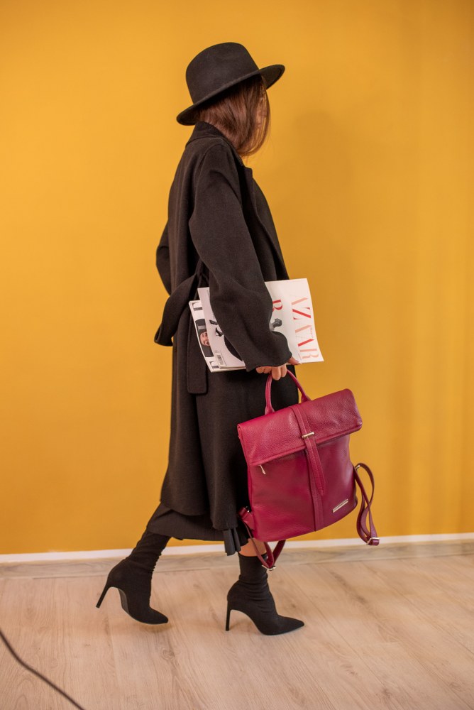 Rucsac dama din piele naturala Antonia Moretti AM0738, Violet, #7, Bagsy