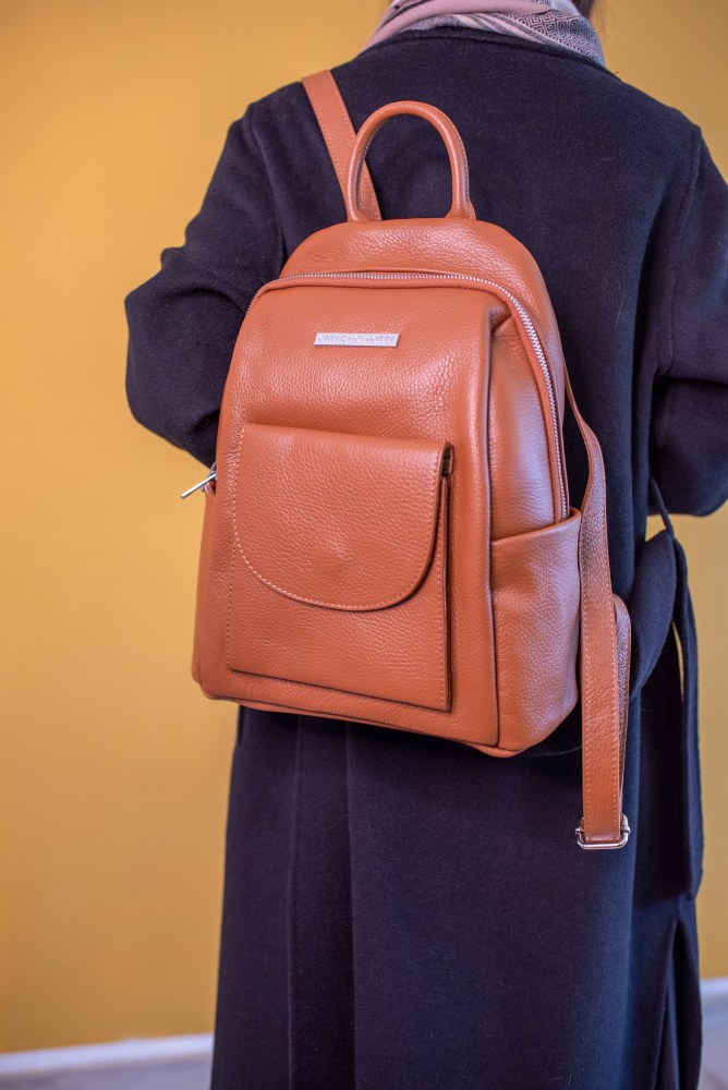 Rucsac dama din piele naturala Chiara Canotti CC1022, Cognac, #6, Bagsy