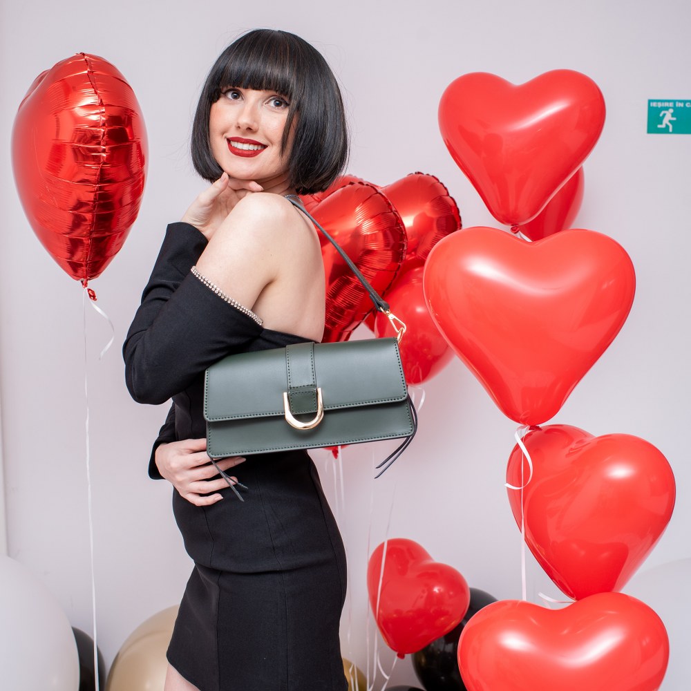 Geanta dama din piele naturala Antonia Moretti AM1123, Verde, #6, Bagsy