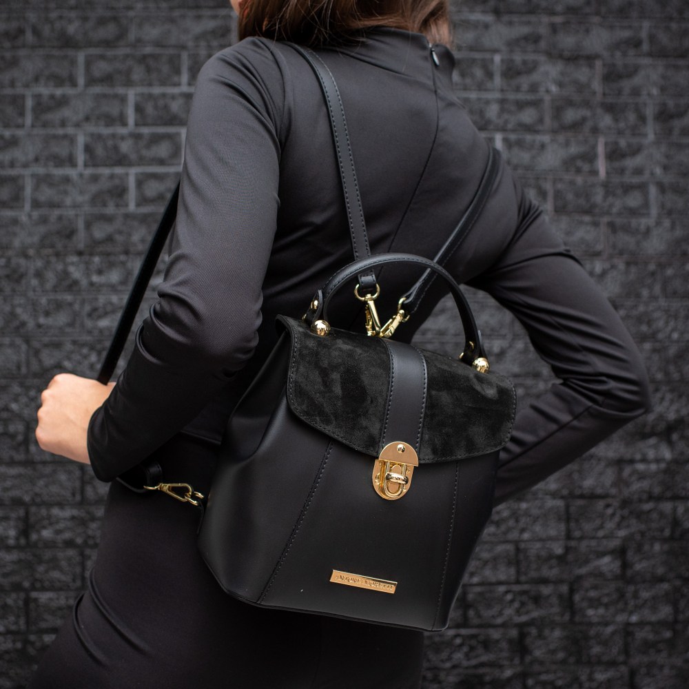 Rucsac dama din piele naturala Antonia Moretti AM1216, Negru, #6, Bagsy