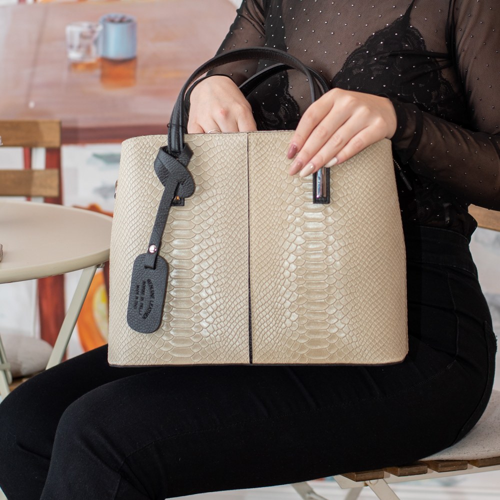 Geanta de mana din piele naturala Chiara Canotti CC1226, Bej, #6, Bagsy