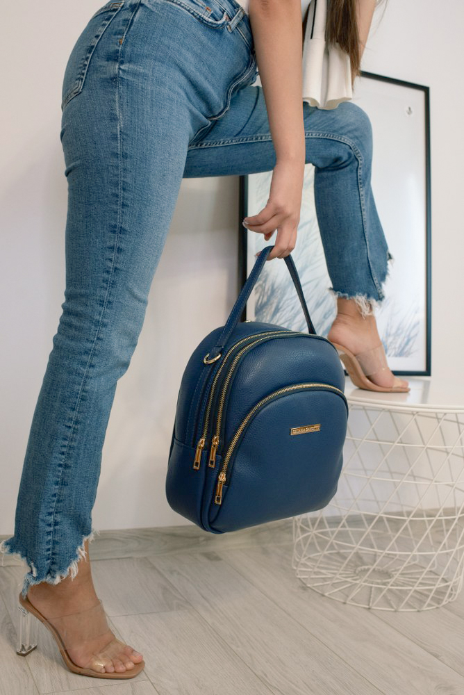 Rucsac din piele naturala Chiara Canotti CC1230, Albastru, Nr. 6, Bagsy