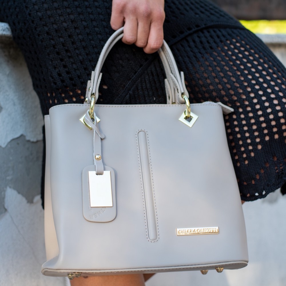 Geanta de mana din piele naturala Chiara Canotti CC1235, Grej, #6, Bagsy