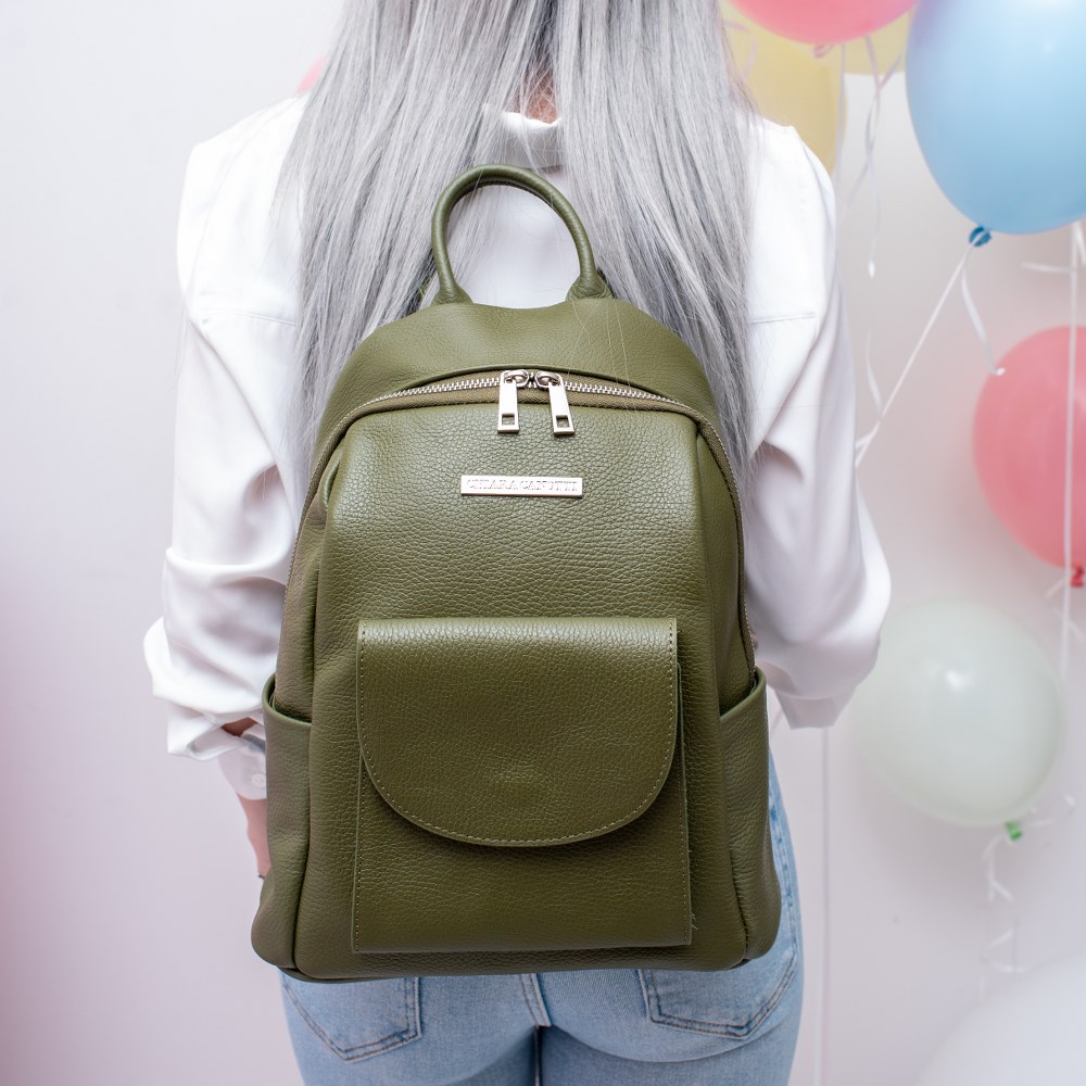 Rucsac dama din piele naturala Chiara Canotti CC1022, Verde, #10, Bagsy