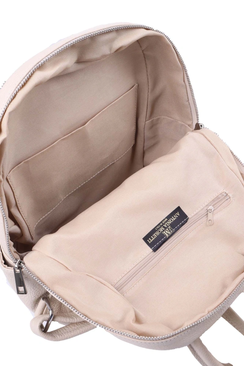 Rucsac dama din piele naturala Antonia Moretti AM1240, Bej, #4, Bagsy