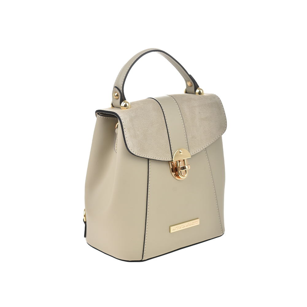 Rucsac dama din piele naturala Antonia Moretti AM1216, Bej, #2, Bagsy