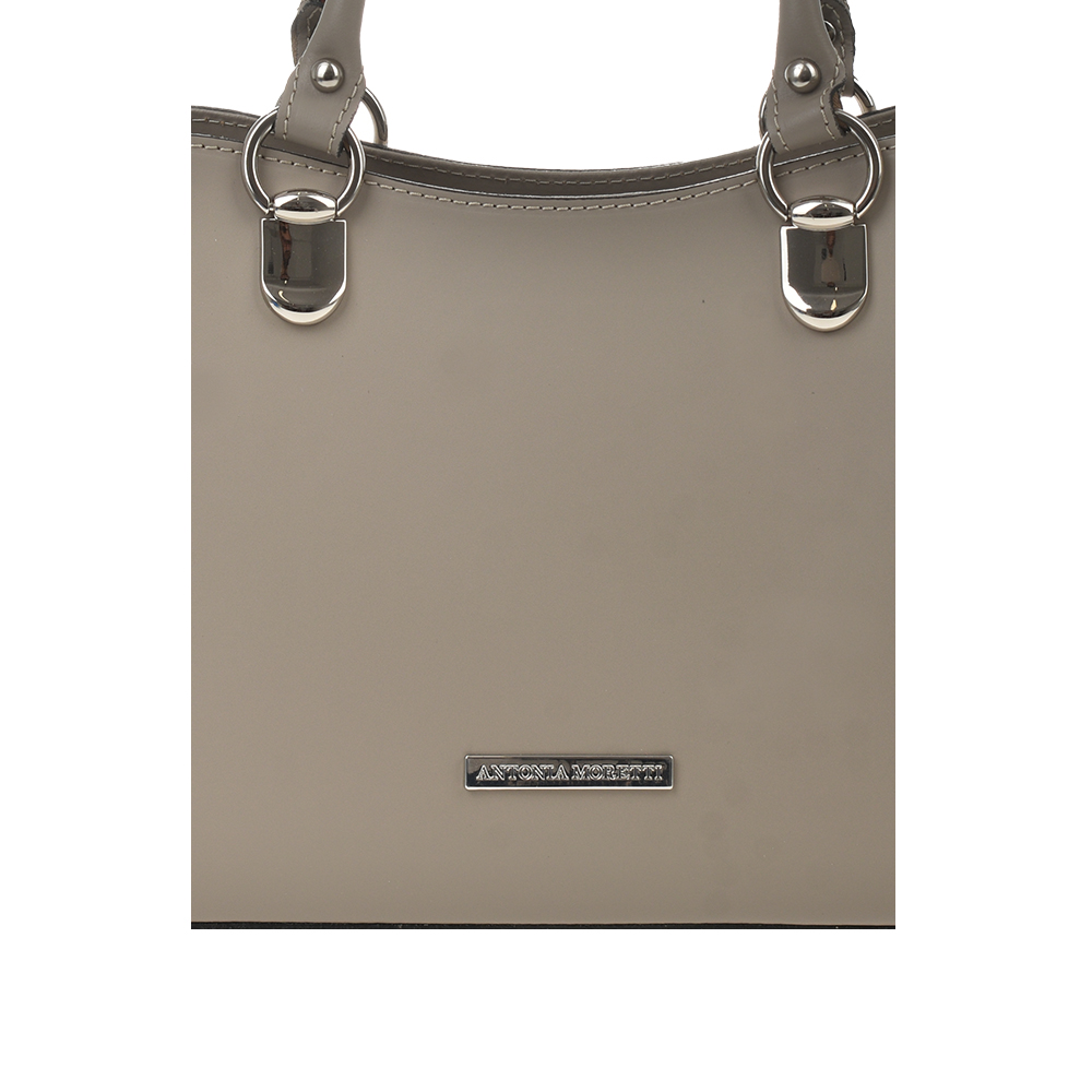 Geanta de mana din piele naturala Antonia Moretti AM1359, Grej, #5, Bagsy