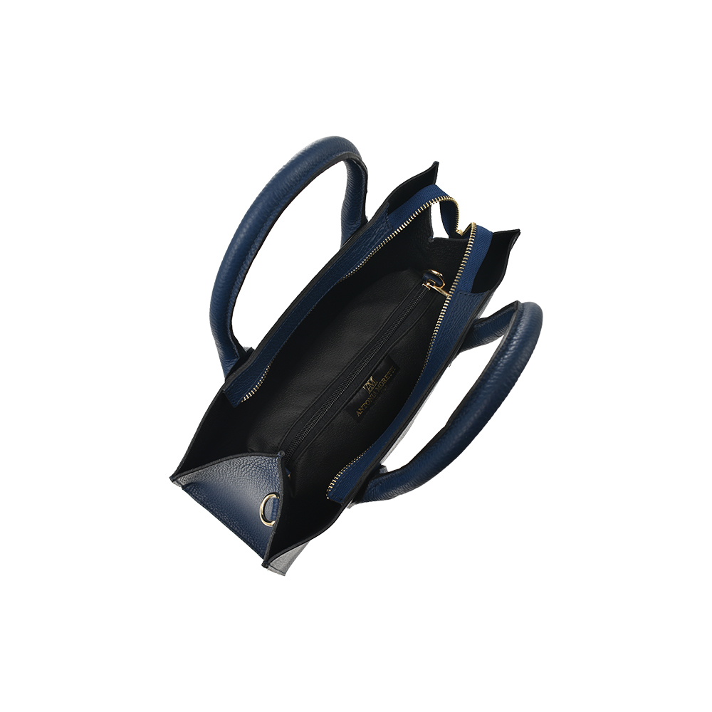 Geanta de mana din piele naturala Antonia Moretti AM1361, Albastru, #4, Bagsy