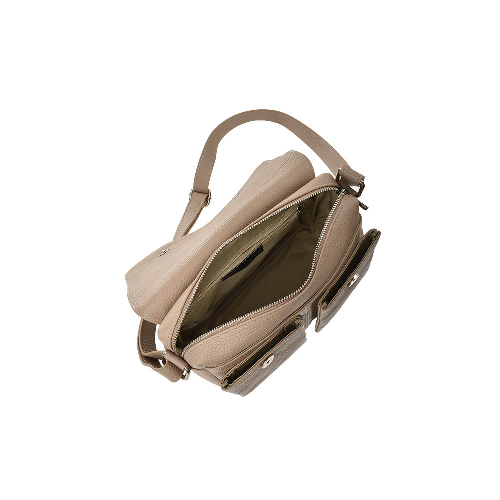 Geanta de umar din piele naturala Antonia Moretti AM1366, Grej, #4, Bagsy