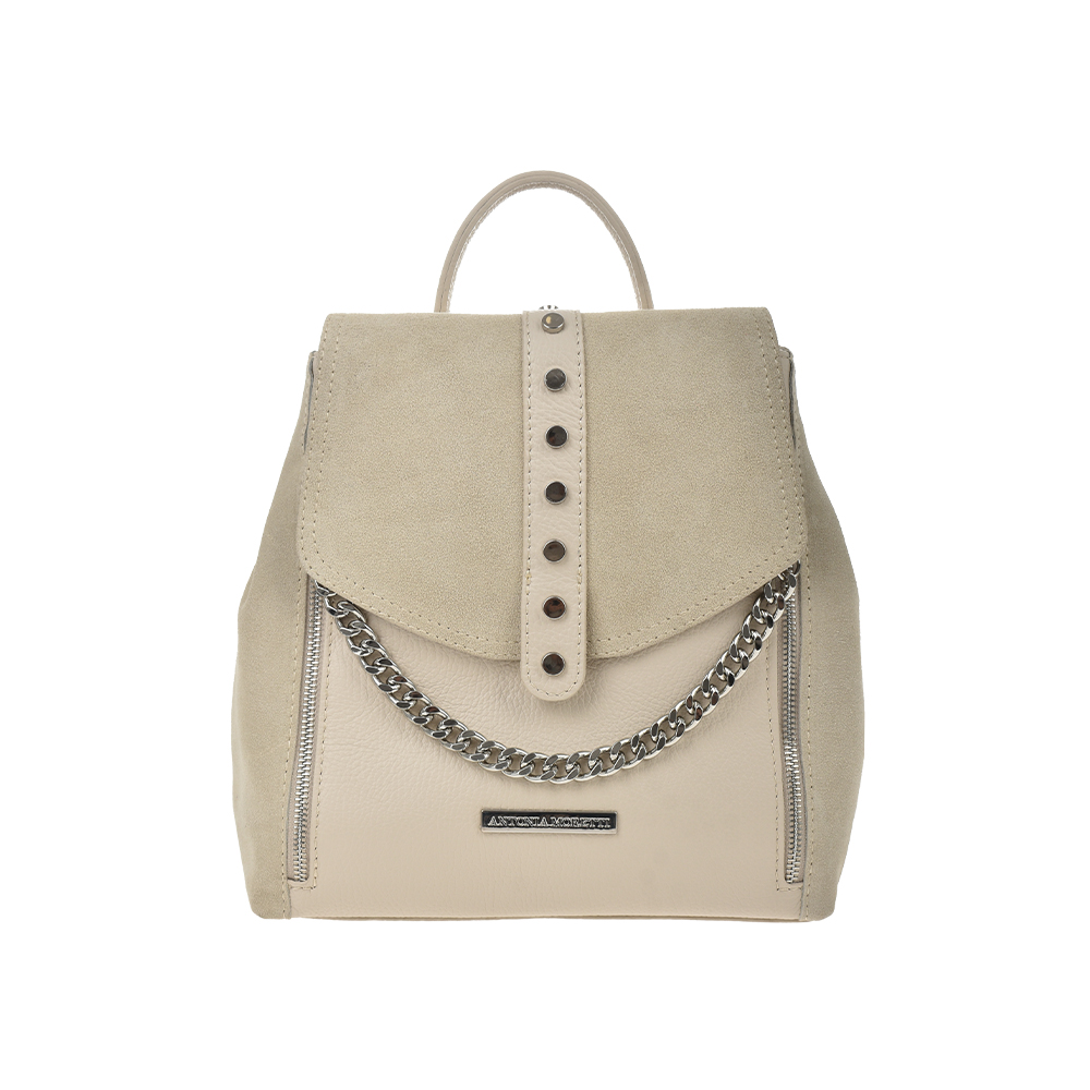 Rucsac dama din piele naturala Antonia Moretti AM1208, Bej, #1, Bagsy