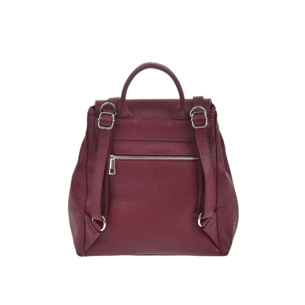 Rucsac dama din piele naturala Antonia Moretti AM1221, Visiniu, Nr. 3, Bagsy