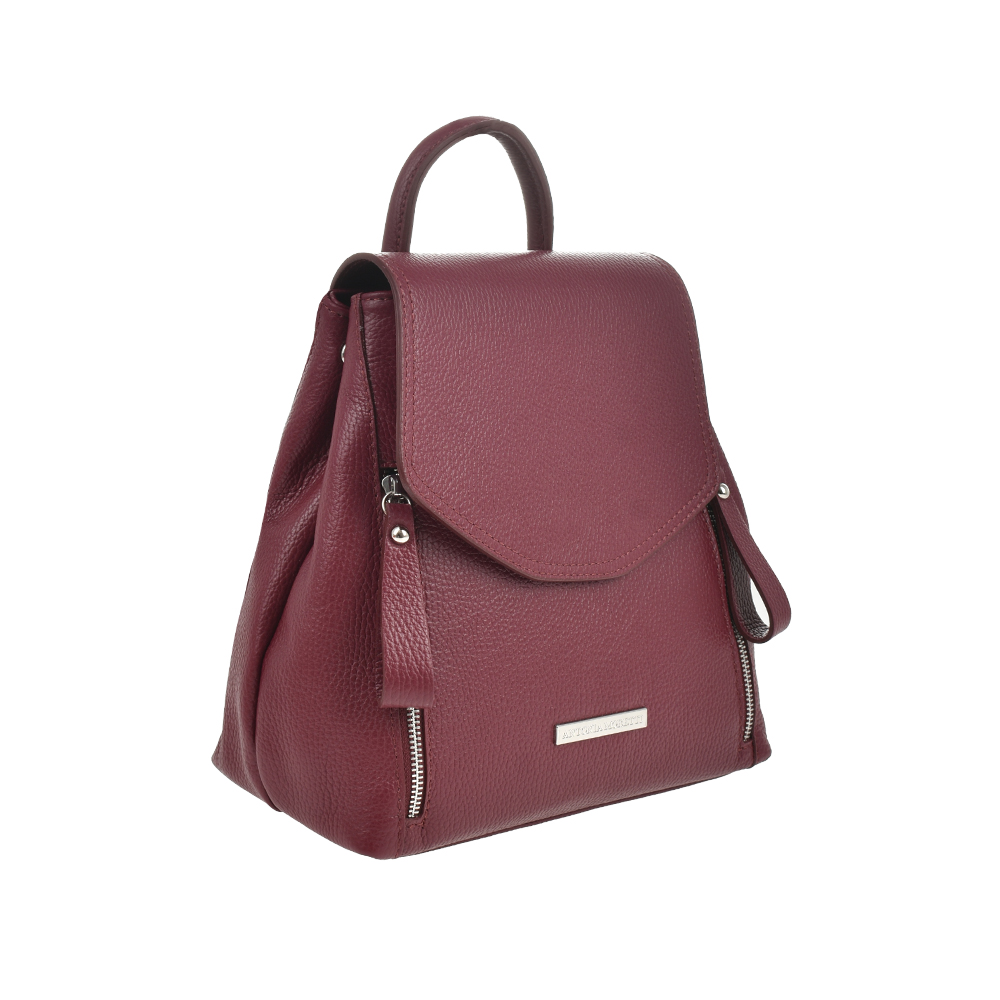 Rucsac dama din piele naturala Antonia Moretti AM1221, Visiniu, Nr. 2, Bagsy