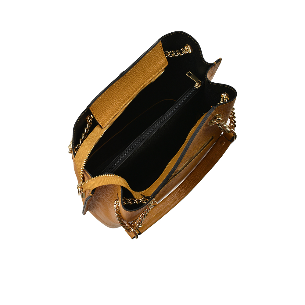 Geanta de mana din piele naturala Antonia Moretti AM1454, Galben, #4, Bagsy