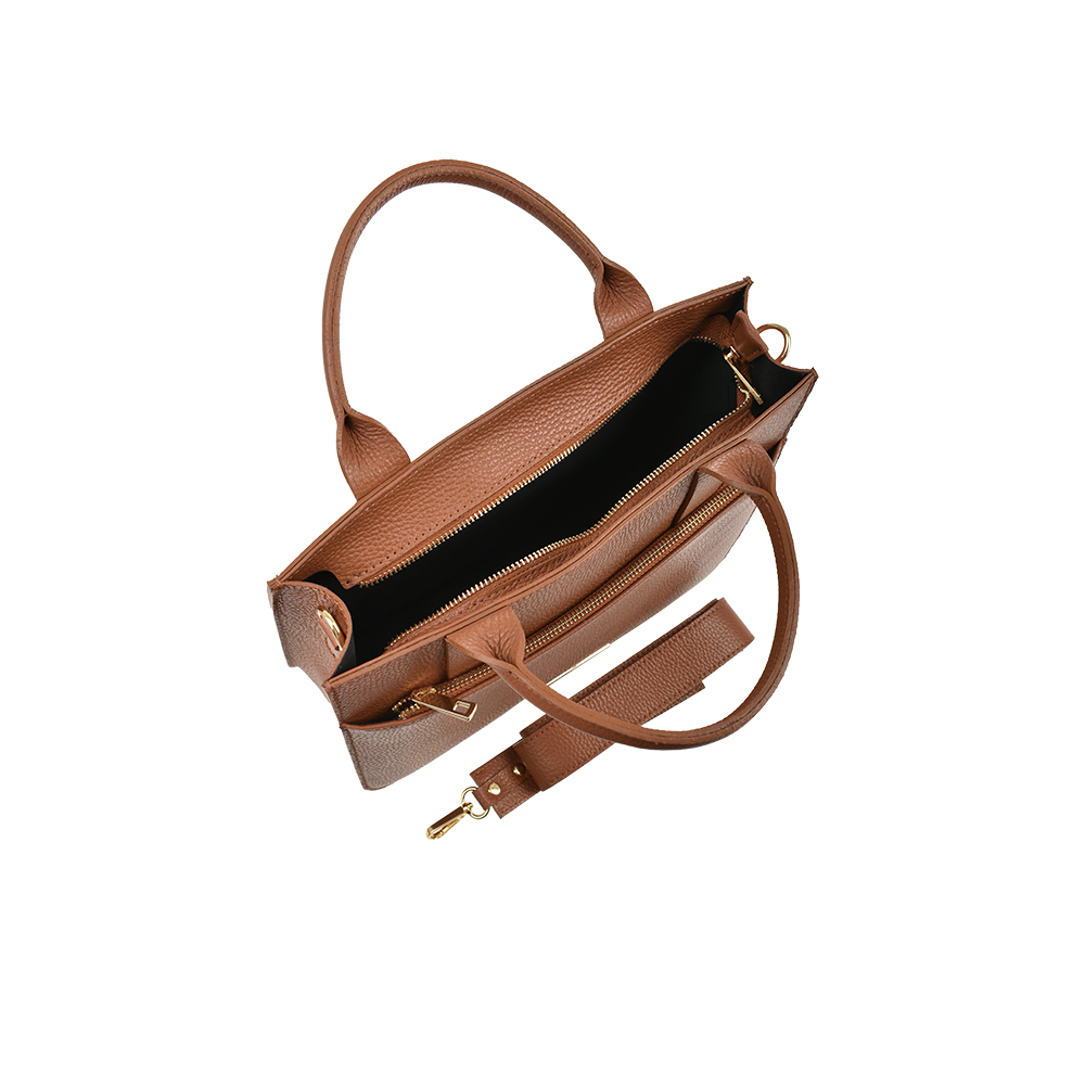 Geanta de mana din piele naturala Antonia Moretti AM1458, Cognac, #4, Bagsy