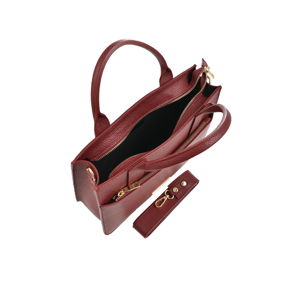 Geanta de mana din piele naturala Antonia Moretti AM1458, Rosu inchis, #4, Bagsy