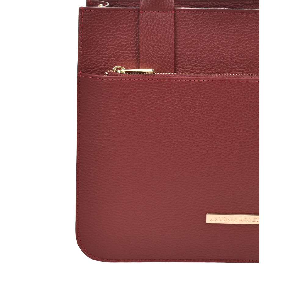 Geanta de mana din piele naturala Antonia Moretti AM1458, Rosu inchis, #5, Bagsy