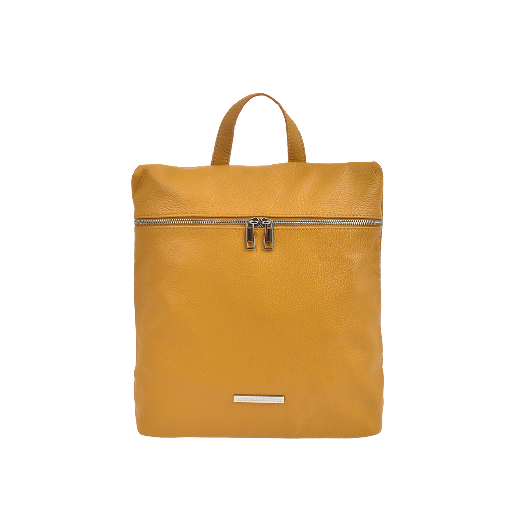 Rucsac dama din piele naturala Antonia Moretti AM1472, Galben, #1, Bagsy