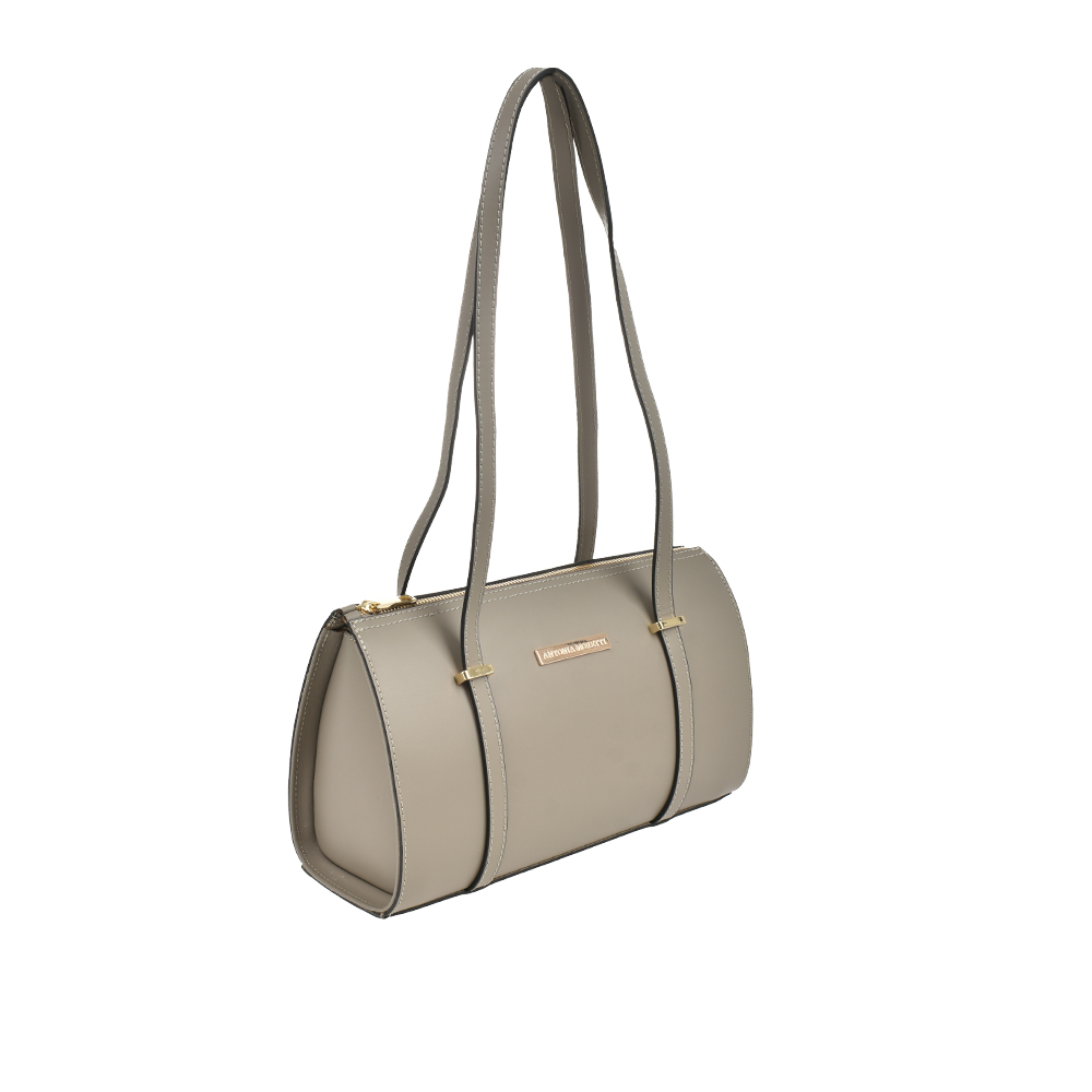 Geanta de umar din piele naturala Antonia Moretti AM1473, Grej, #2, Bagsy