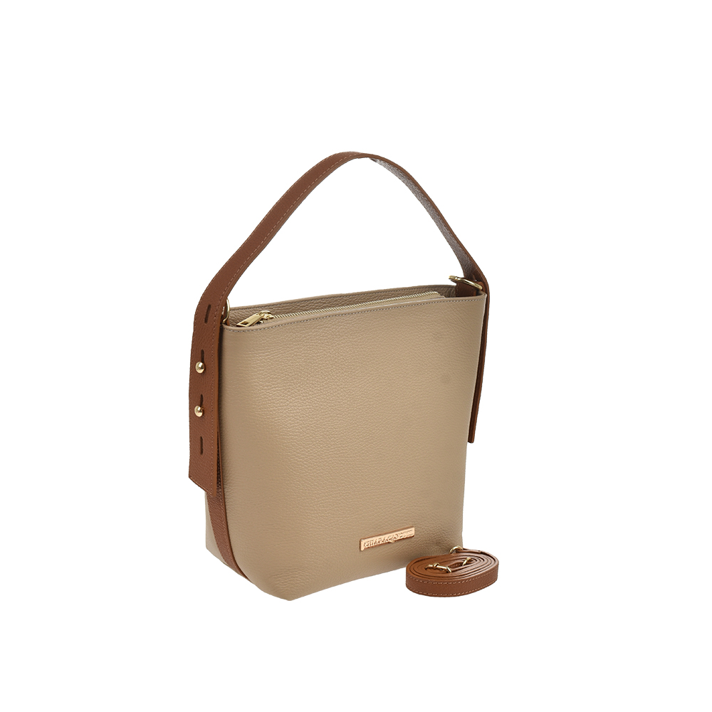 Geanta de mana din piele naturala Chiara Canotti CC1477, Grej, #2, Bagsy