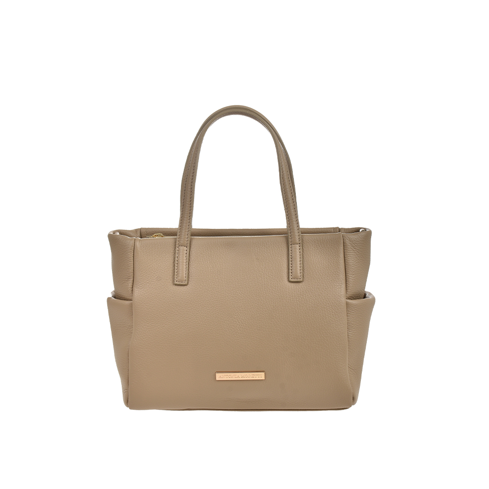 Geanta de mana din piele naturala Antonia Moretti AM1478, Grej, #1, Bagsy