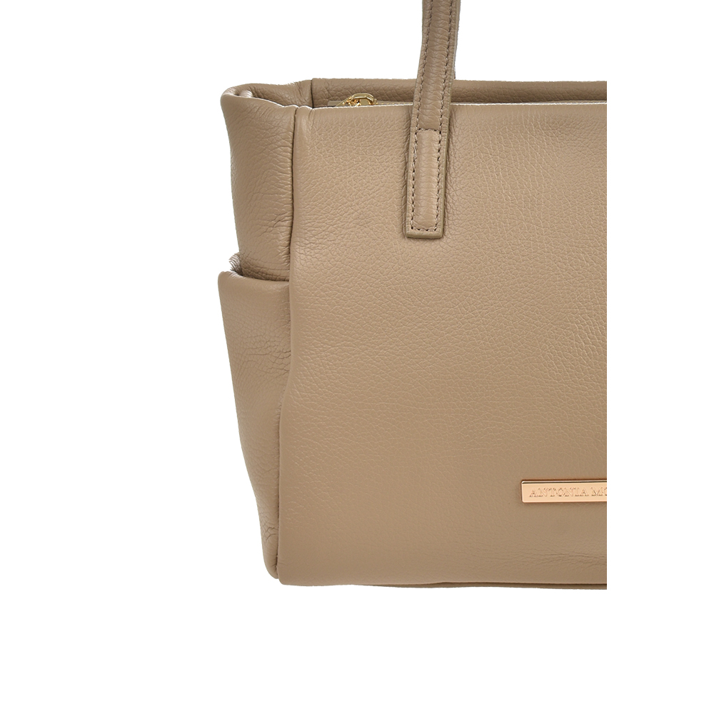 Geanta de mana din piele naturala Antonia Moretti AM1478, Grej, #5, Bagsy