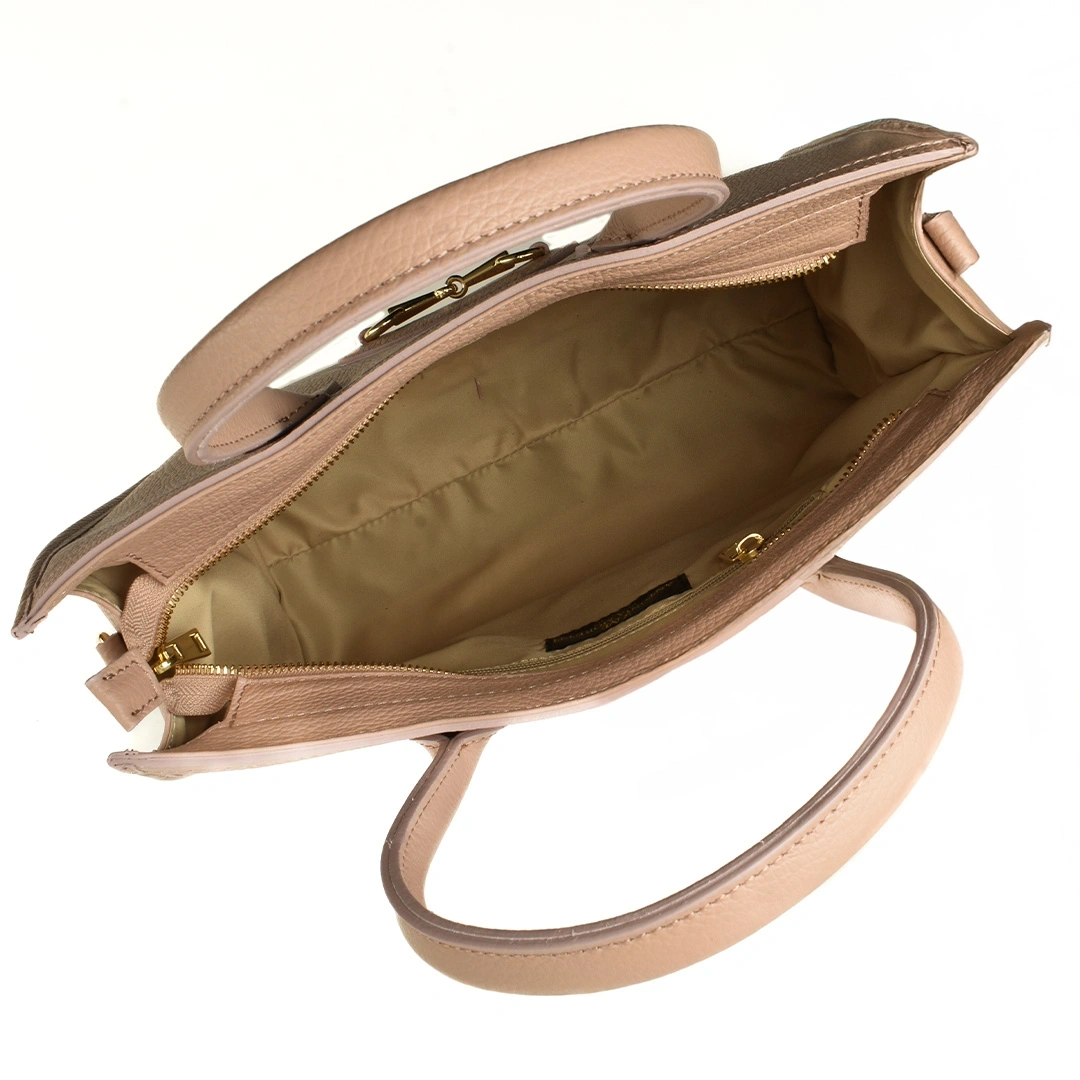 Geanta de mana din piele naturala Antonia Moretti AM1530, Roz prafuit, Nr. 4, Bagsy