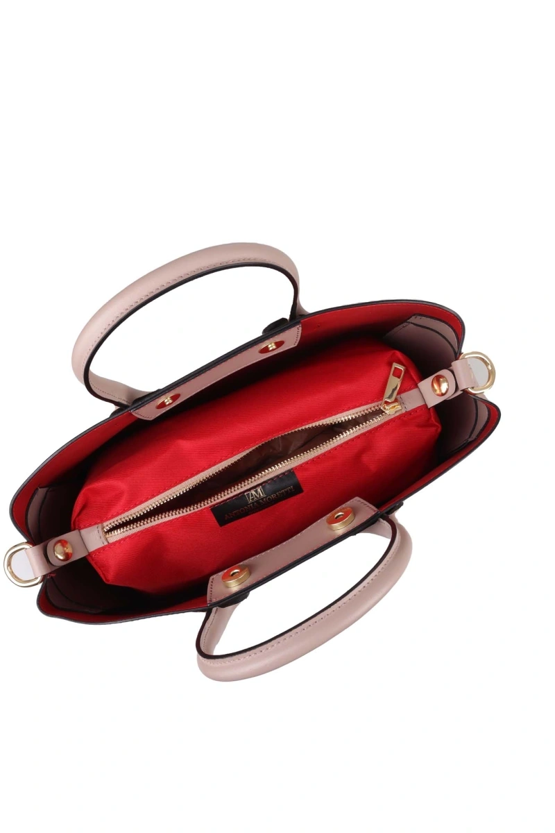 Geanta de umar din piele naturala Antonia Moretti AM1541, Roz prafuit, #3, Bagsy