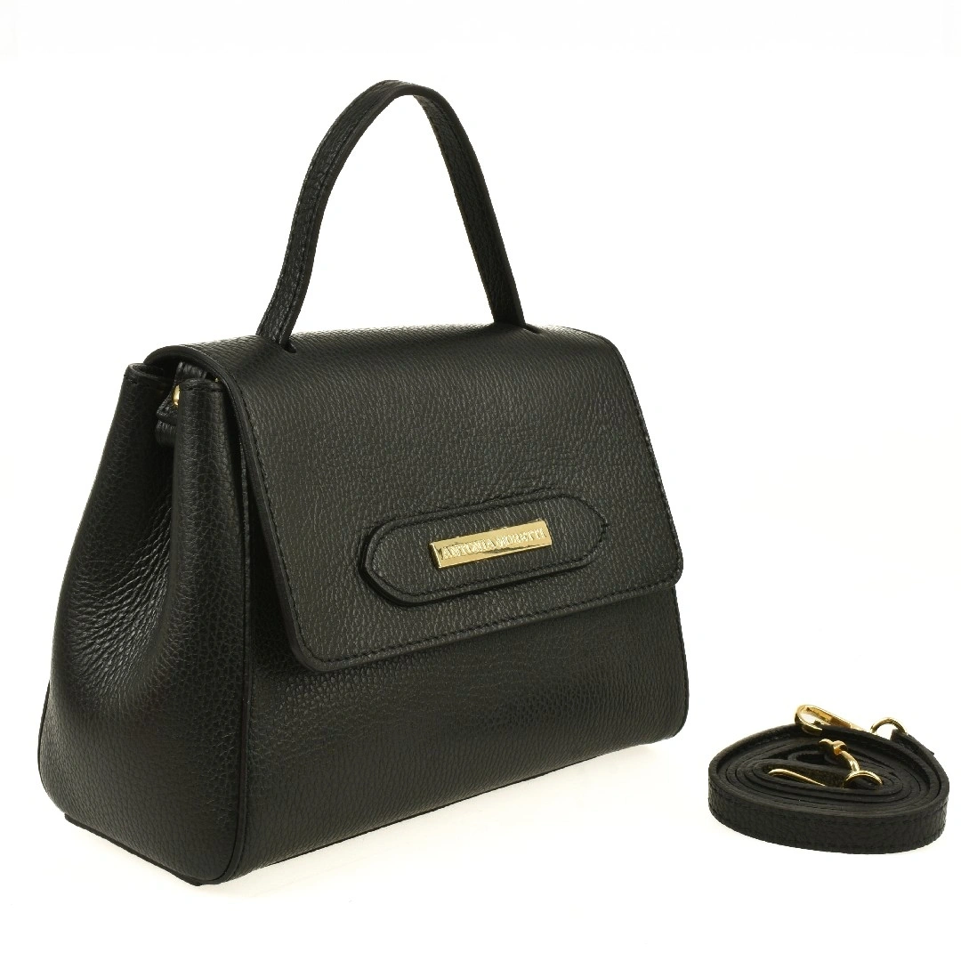 Geanta de umar din piele naturala Antonia Moretti AM1552, Negru, #3, Bagsy