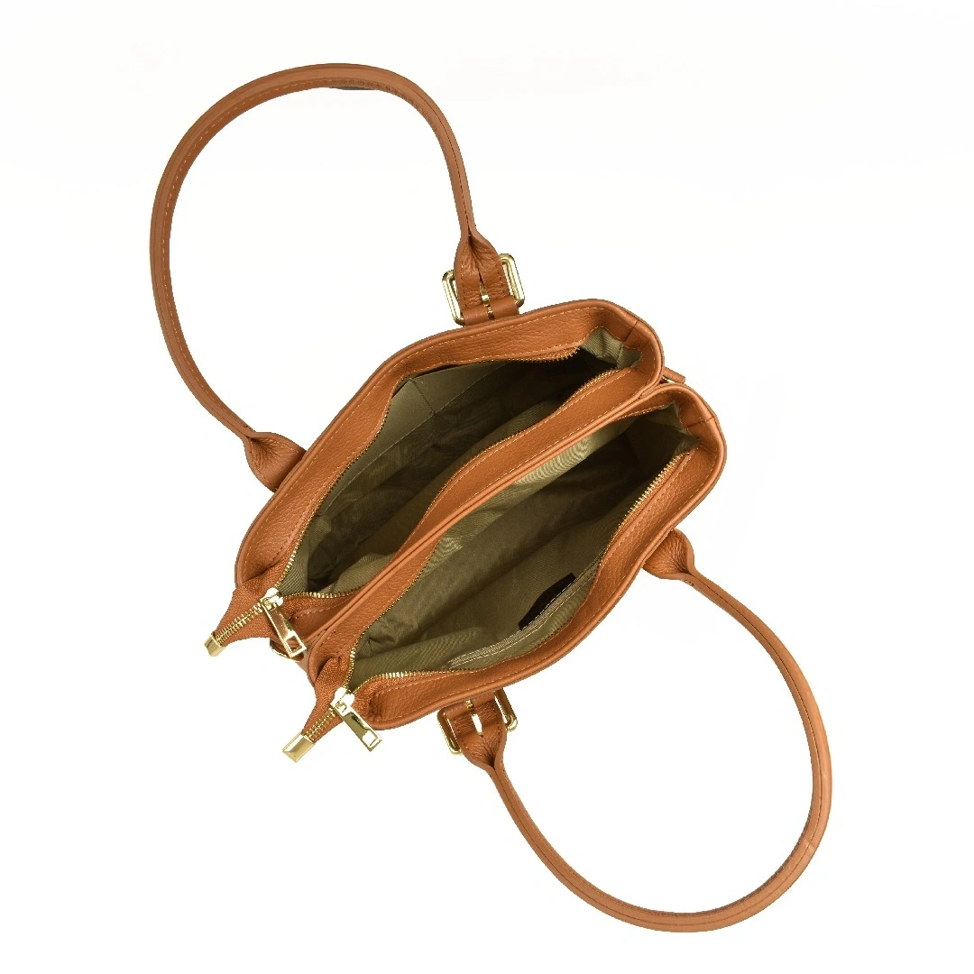 Geanta de mana din piele naturala Chiara Canotti CC1598, Cognac, #4, Bagsy