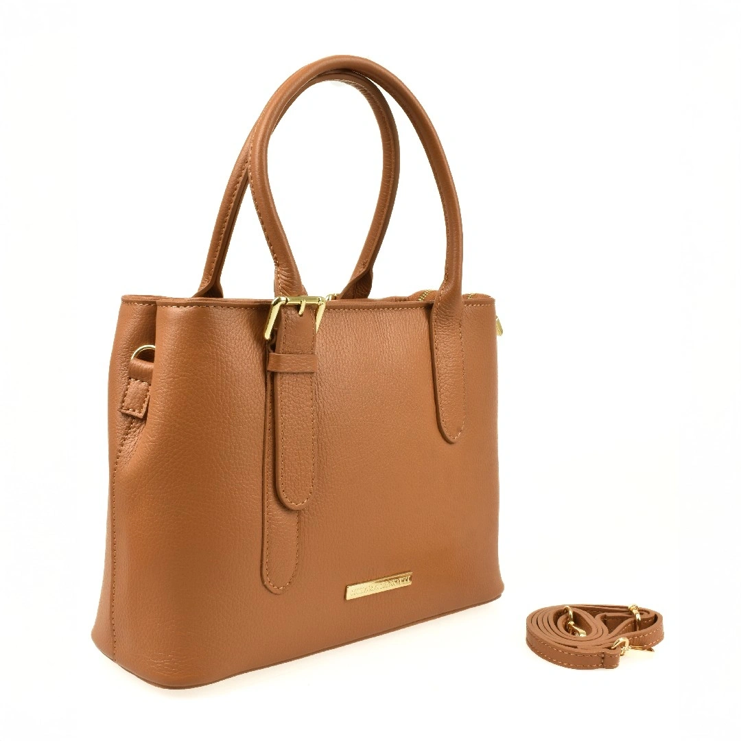 Geanta de mana din piele naturala Chiara Canotti CC1598, Cognac, #2, Bagsy