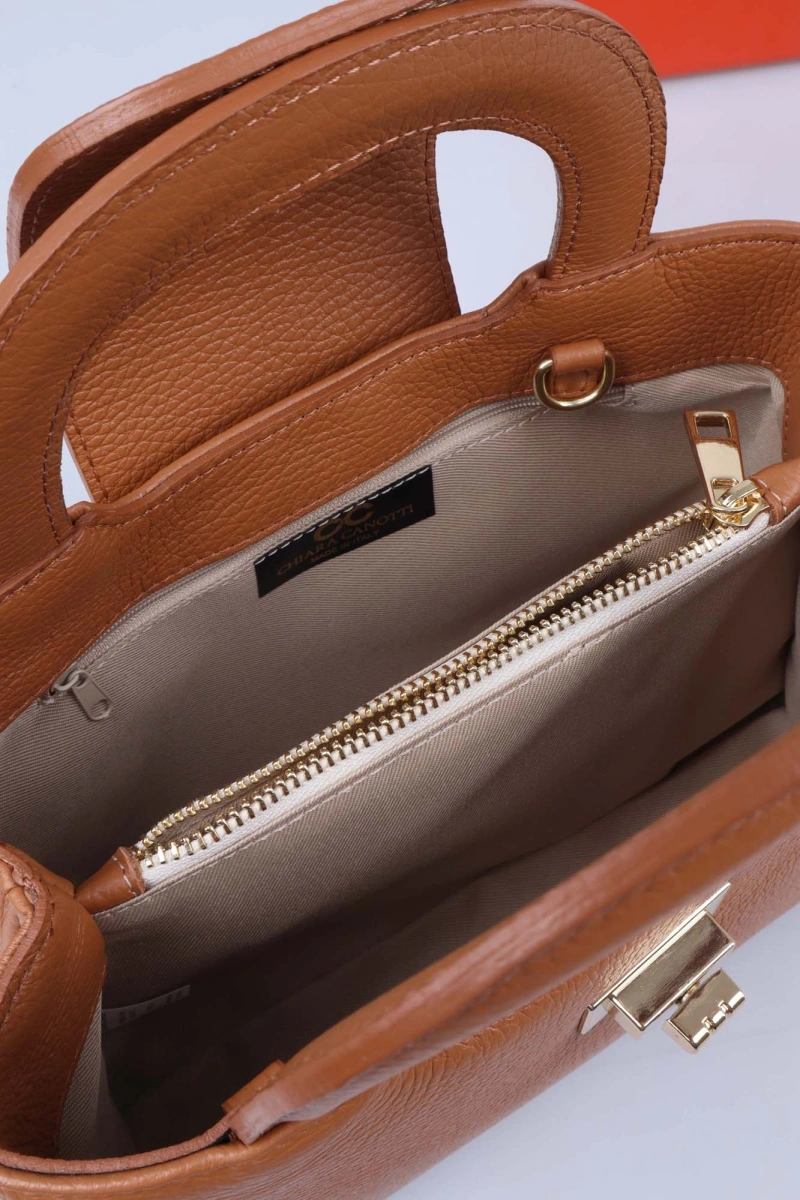 Geanta de umar din piele naturala Chiara Canotti CC1612, Cognac, #4, Bagsy