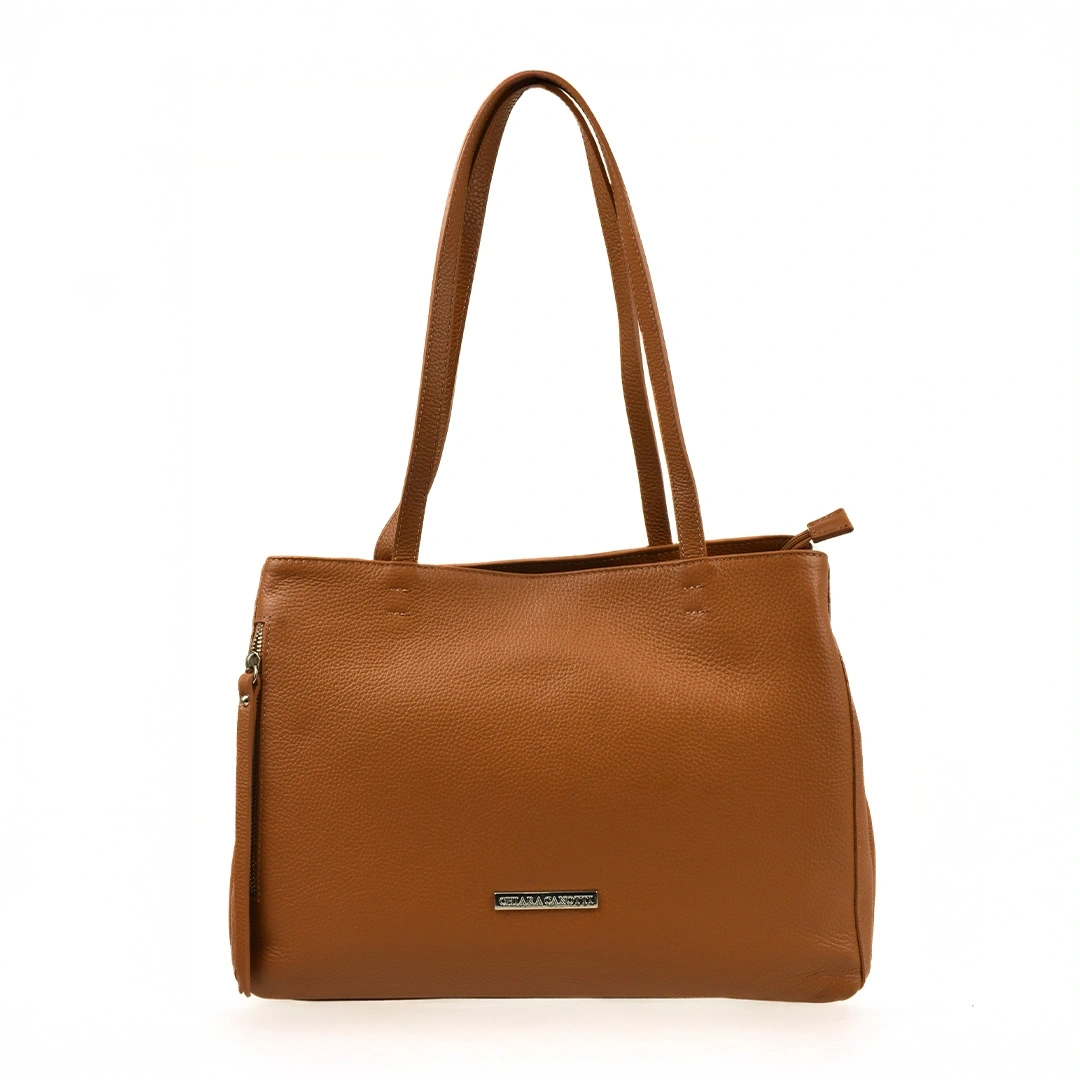 Geanta de umar din piele naturala Chiara Canotti CC1614, Cognac, #1, Bagsy