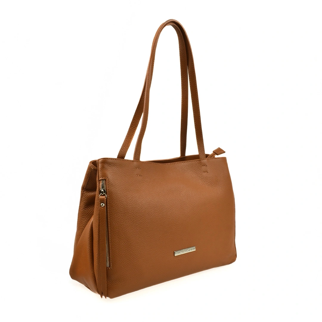 Geanta de umar din piele naturala Chiara Canotti CC1614, Cognac, #2, Bagsy