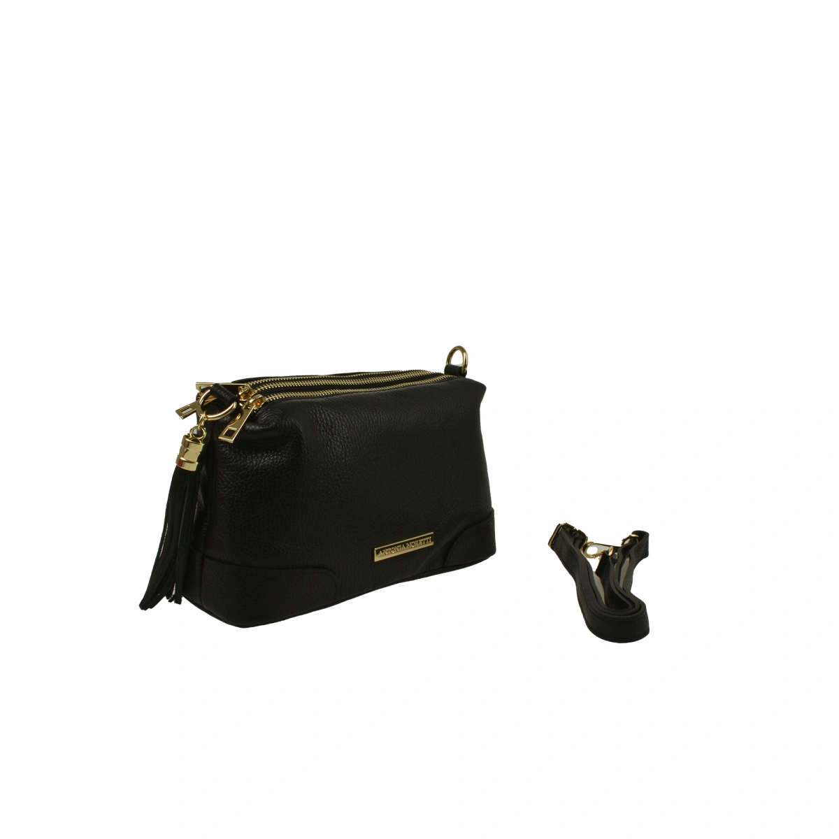 Geanta de umar din piele naturala Antonia Moretti AM1571, Negru, #3, Bagsy