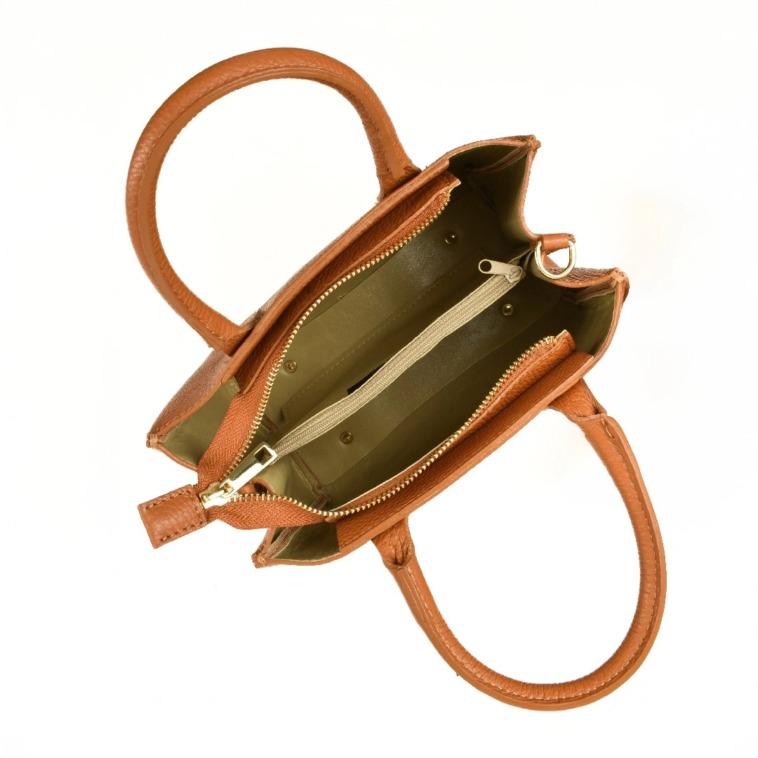 Geanta de mana din piele naturala Chiara Canotti CC1636, Cognac, #4, Bagsy