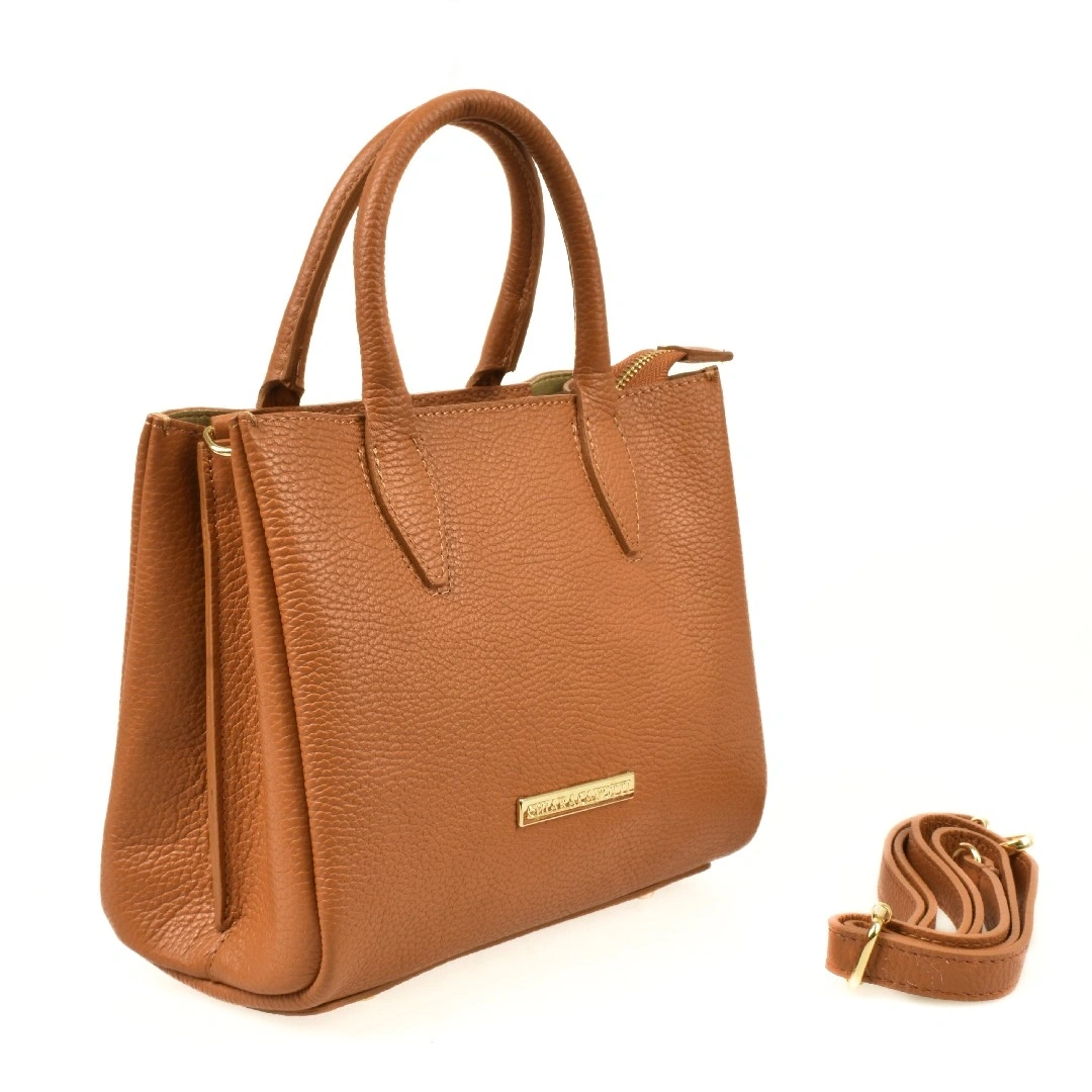 Geanta de mana din piele naturala Chiara Canotti CC1636, Cognac, #2, Bagsy