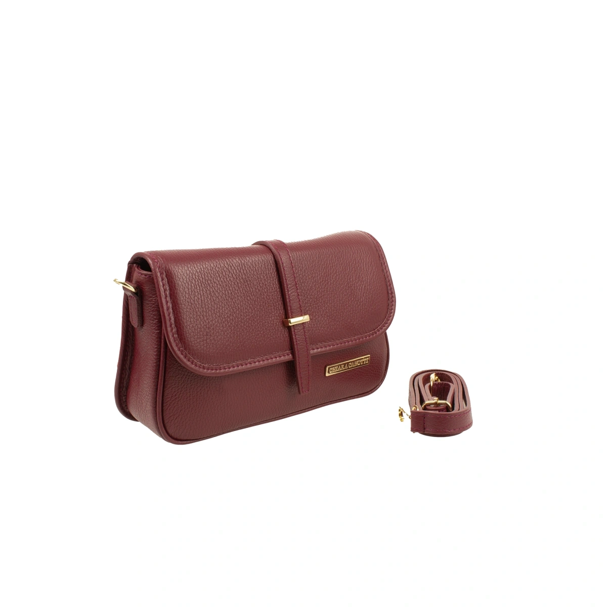 Geanta de umar din piele naturala Chiara Canotti CC1643, Visiniu, #2, Bagsy