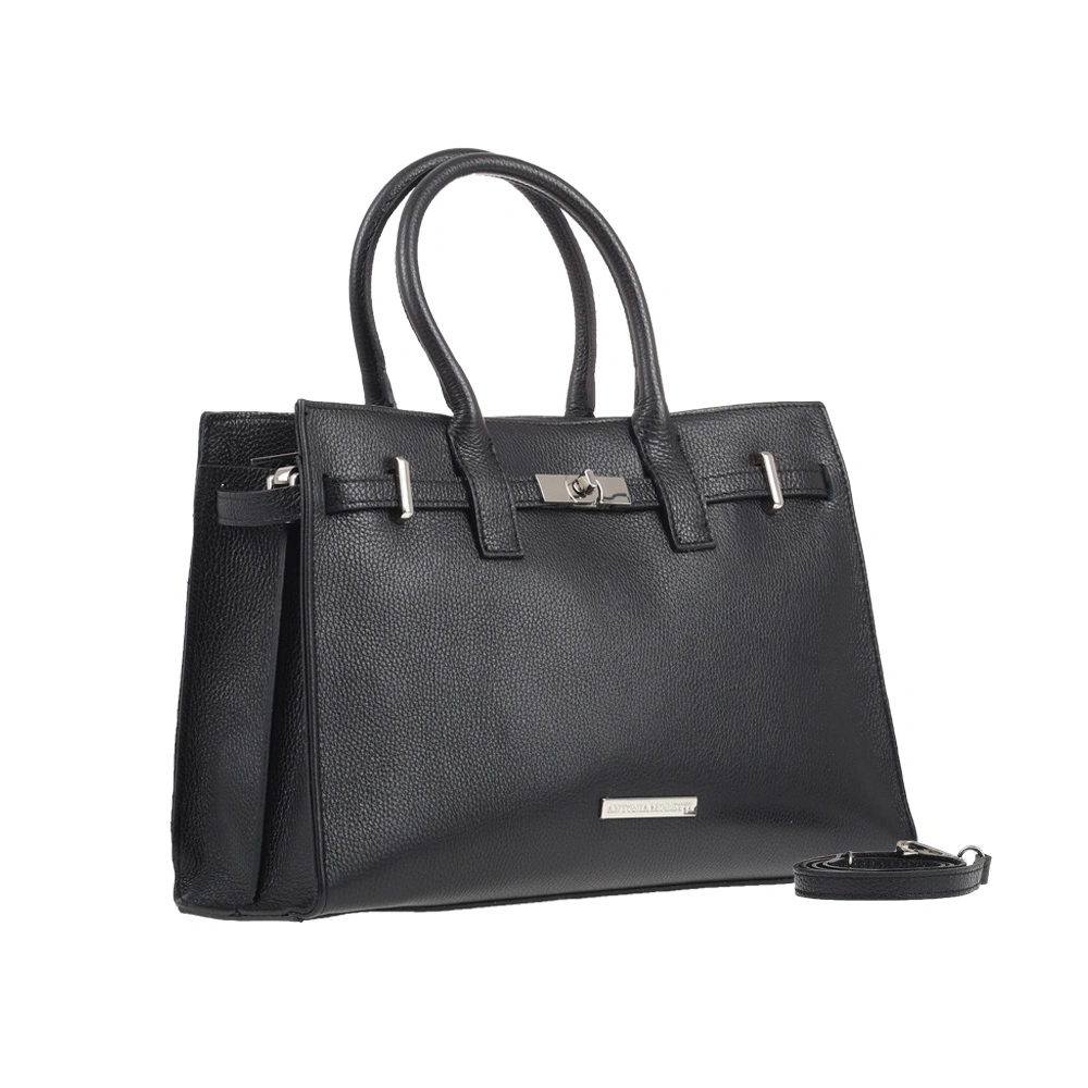 Geanta de mana din piele naturala Antonia Moretti AM1583, Negru, #2, Bagsy