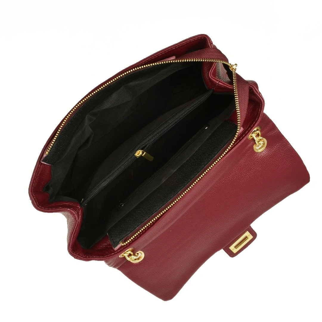 Geanta de umar din piele naturala Chiara Canotti CC1584, Visiniu, #4, Bagsy