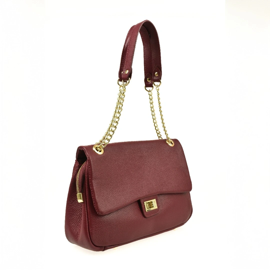 Geanta de umar din piele naturala Chiara Canotti CC1584, Visiniu, #2, Bagsy