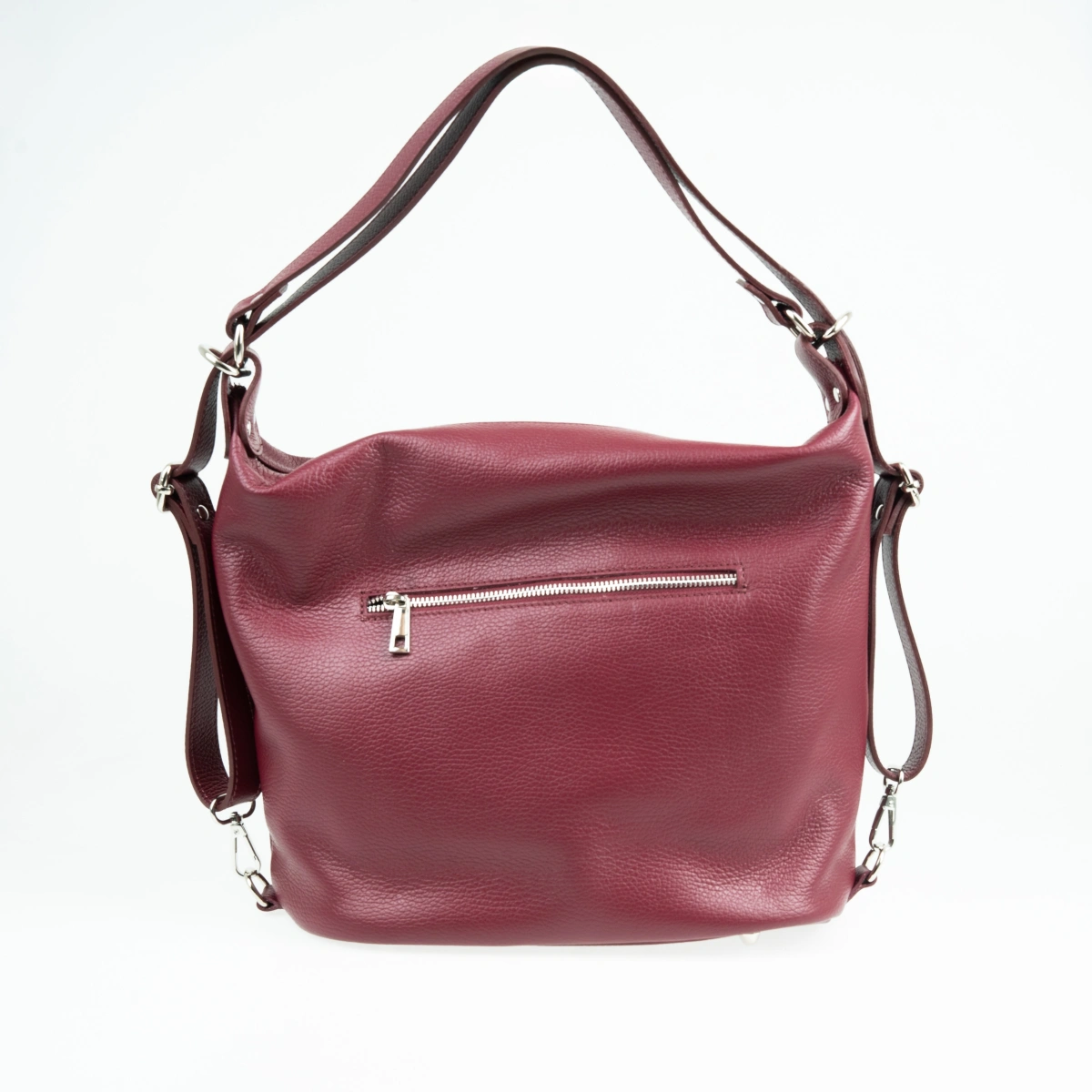 Geanta de mana din piele naturala Chiara Canotti CC1588, Visiniu, Nr. 2, Bagsy