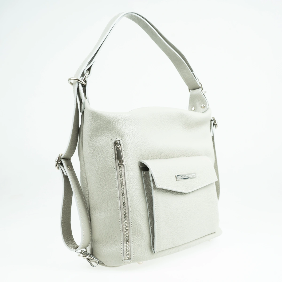 Geanta de mana din piele naturala Chiara Canotti CC1588, Gri, Nr. 2, Bagsy