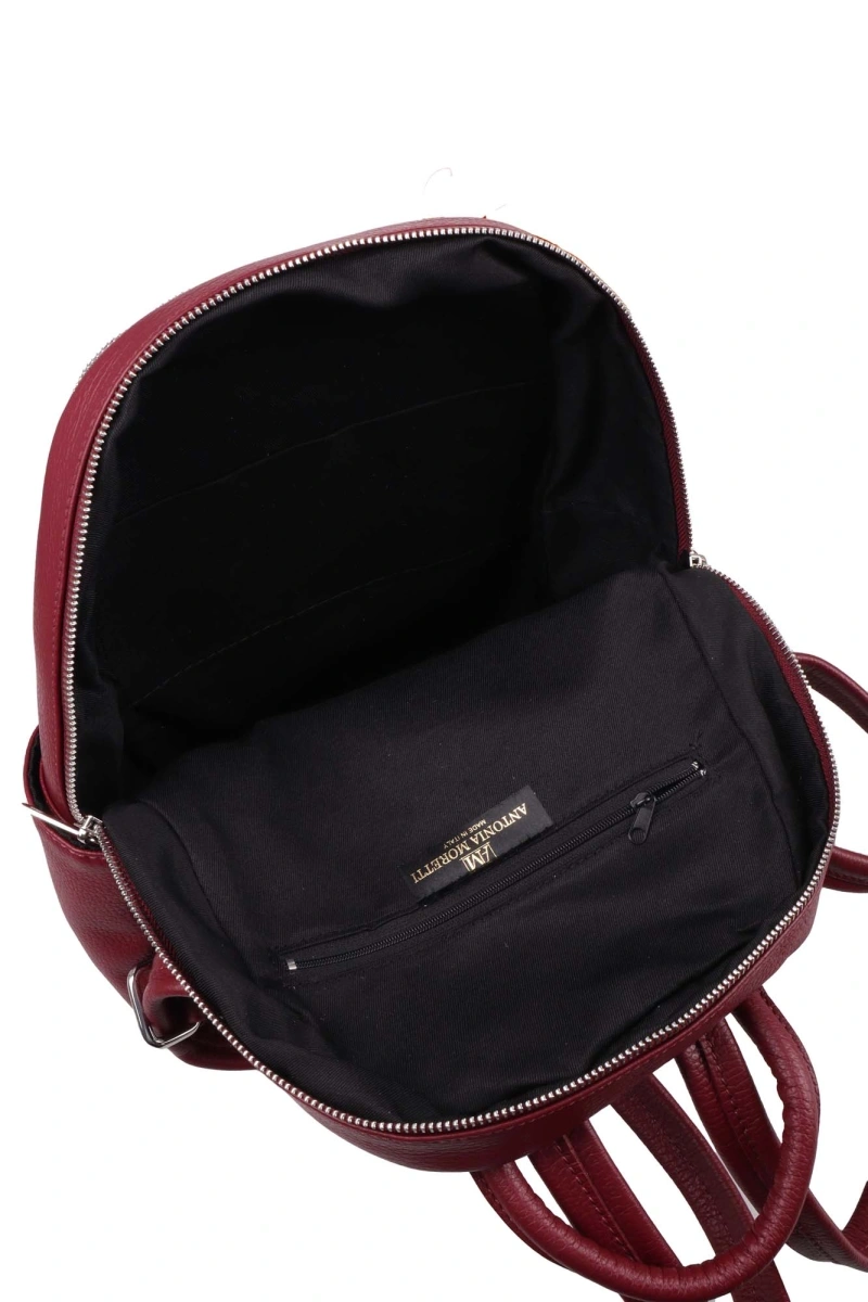 Rucsac dama din piele naturala Antonia Moretti AM1240, Visiniu, #4, Bagsy