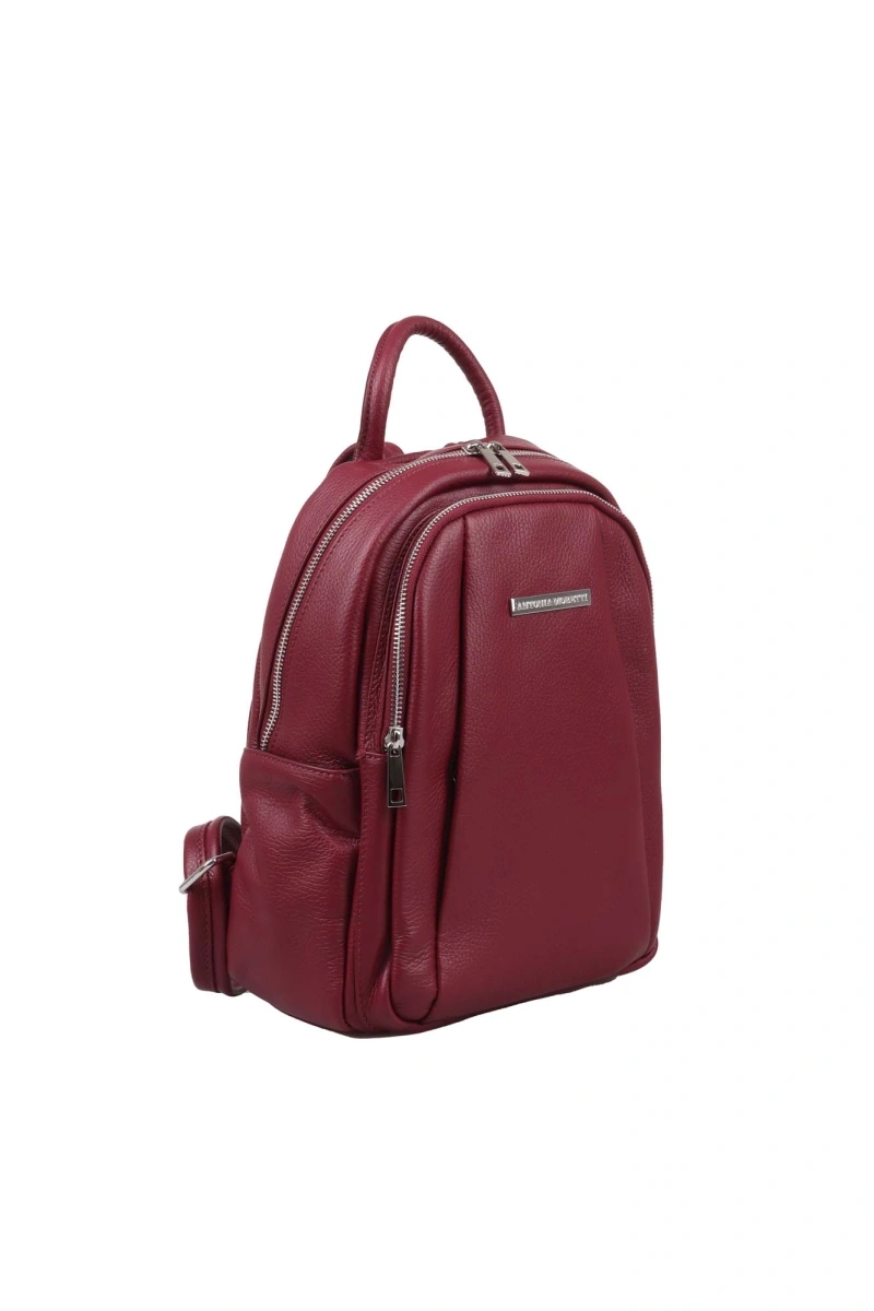 Rucsac dama din piele naturala Antonia Moretti AM1240, Visiniu, #2, Bagsy