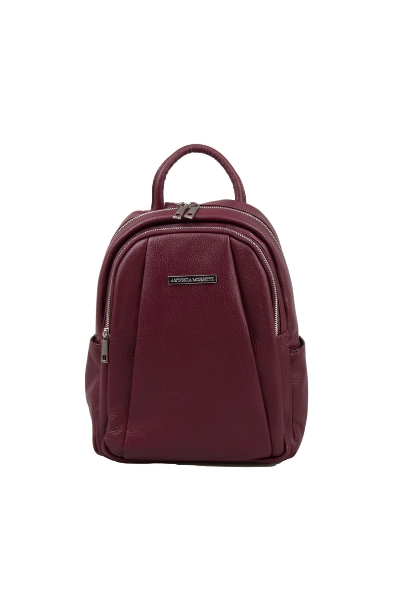 Rucsac dama din piele naturala Antonia Moretti AM1240, Visiniu, #1, Bagsy
