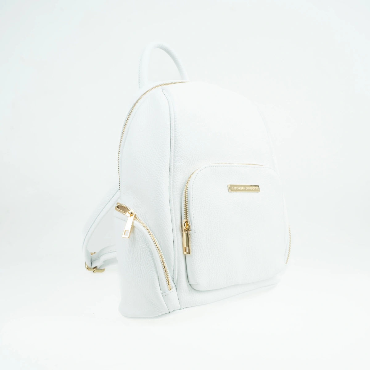 Rucsac dama din piele naturala Antonia Moretti AM1589, Alb, Nr. 2, Bagsy