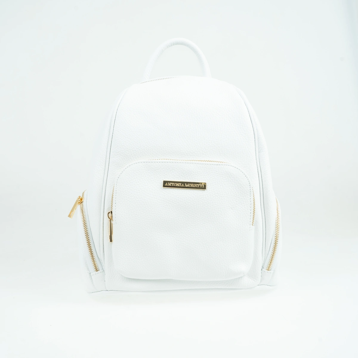 Rucsac dama din piele naturala Antonia Moretti AM1589, Alb, Nr. 1, Bagsy