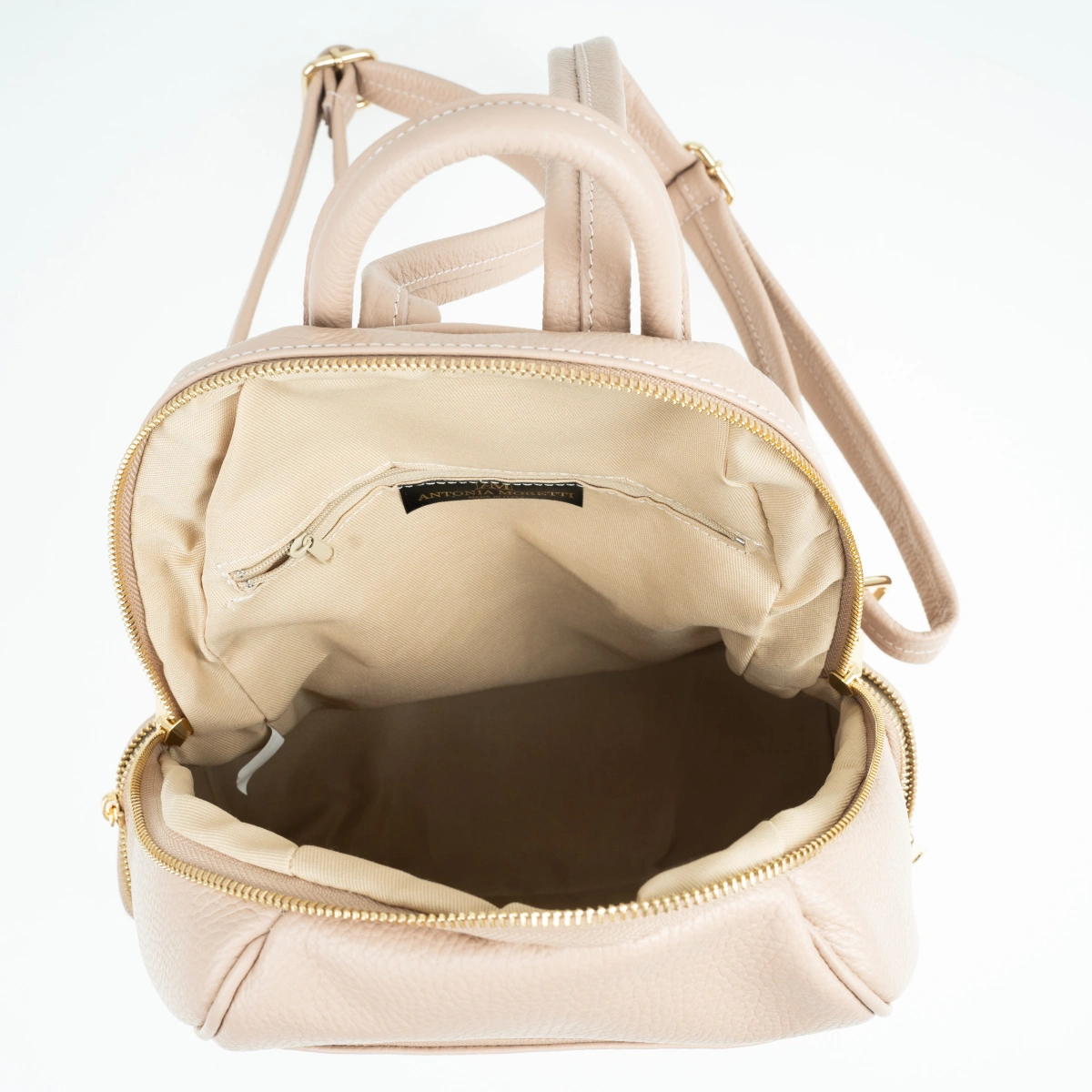 Rucsac dama din piele naturala Antonia Moretti AM1589, Roz prafuit, #4, Bagsy