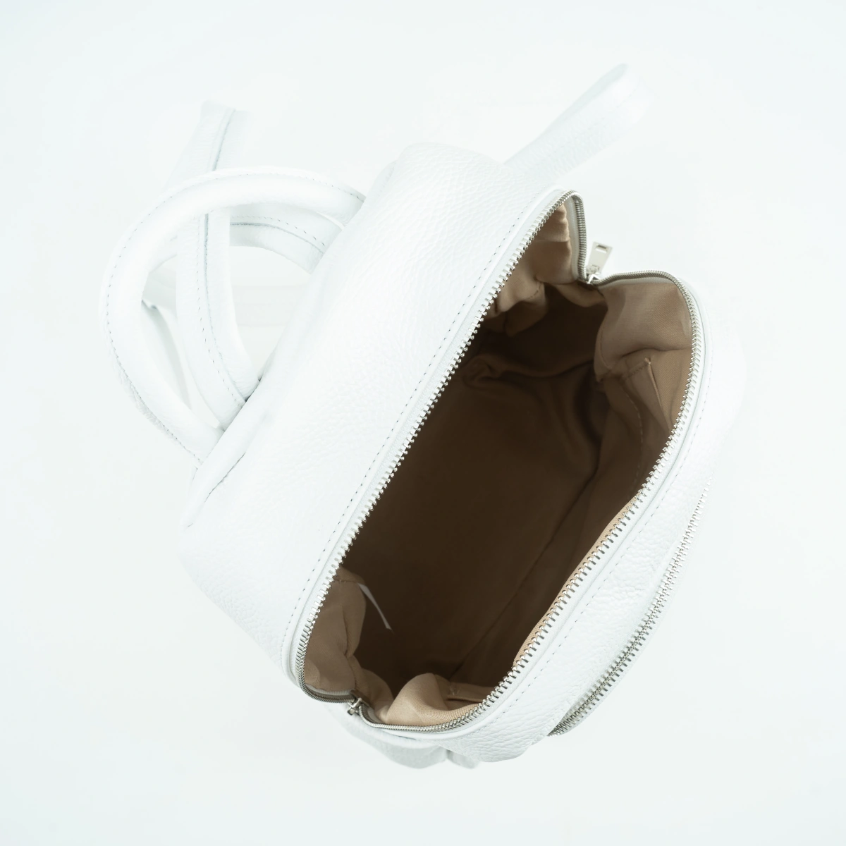 Rucsac dama din piele naturala Antonia Moretti AM1660, Alb, #4, Bagsy