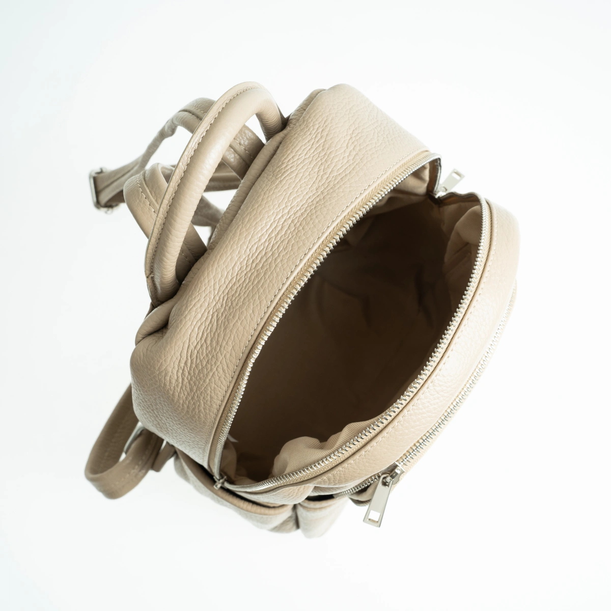 Rucsac dama din piele naturala Antonia Moretti AM1660, Grej, #4, Bagsy